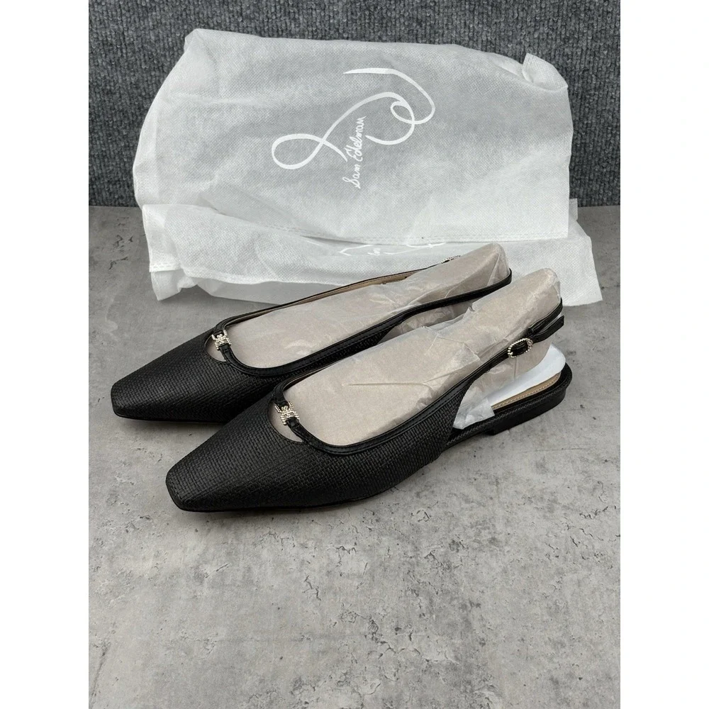 Sam Edelman Women Cleo Black Slingback Flat Sz 10 New